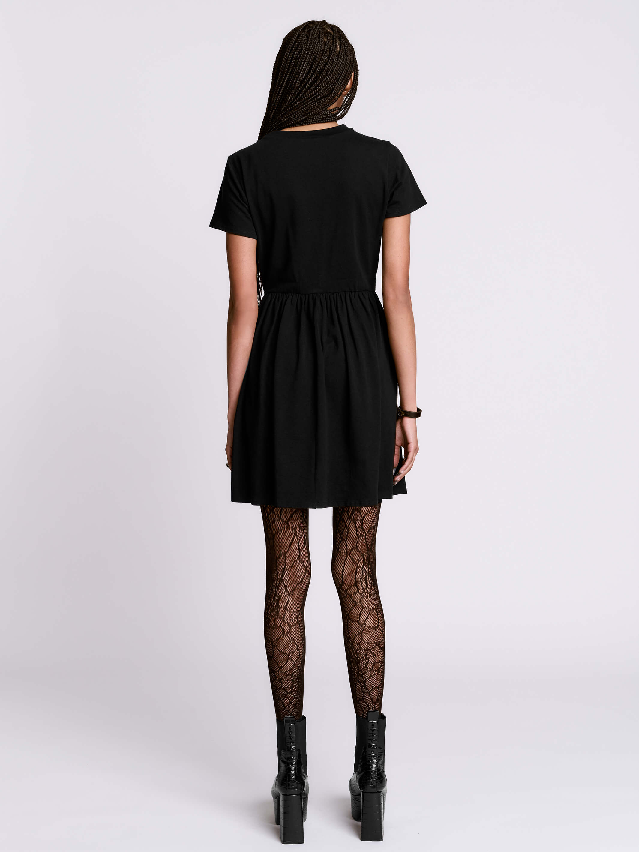 bat embroidered babydoll dress