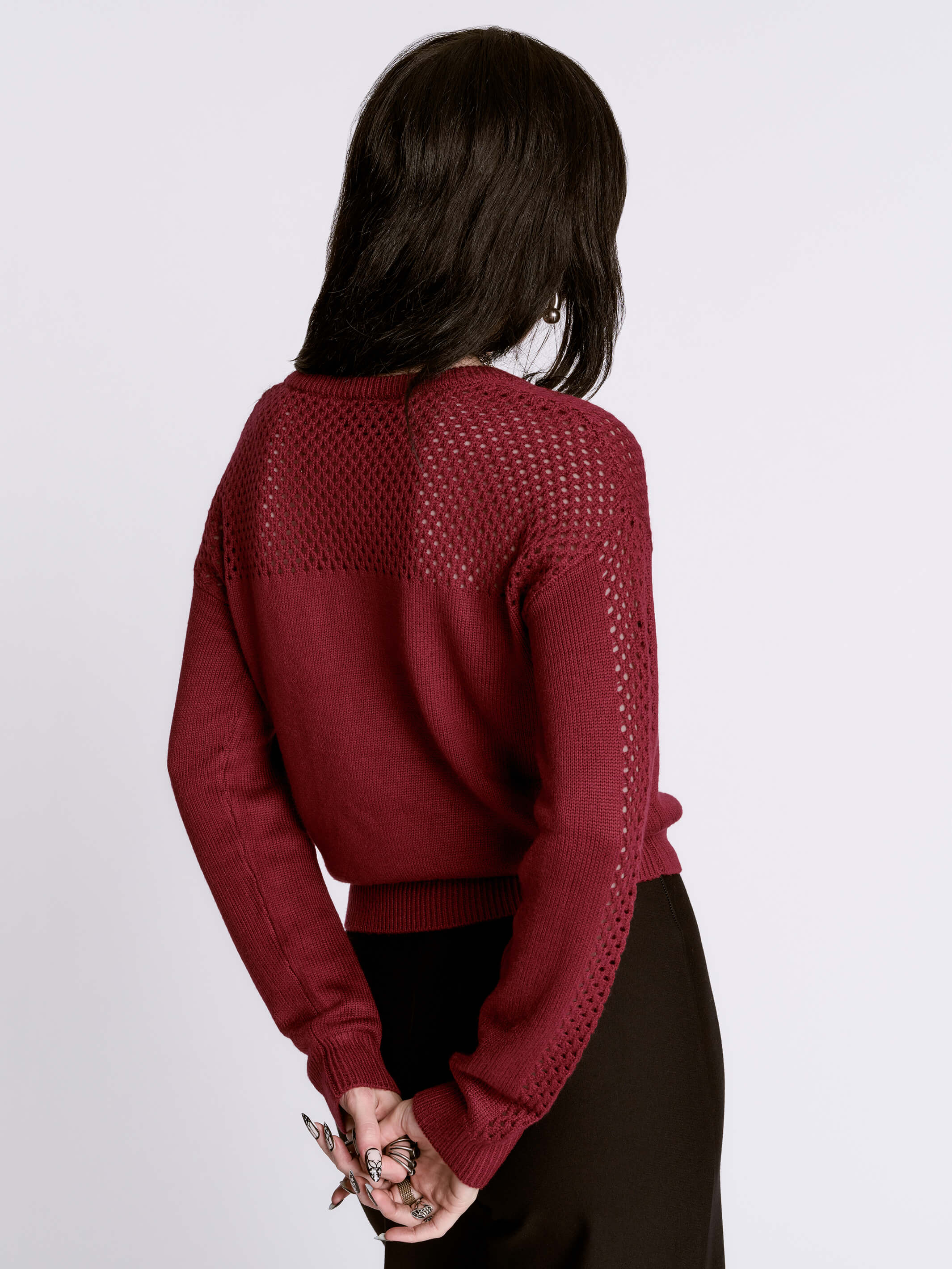 Oxblood Fishnet Sweater