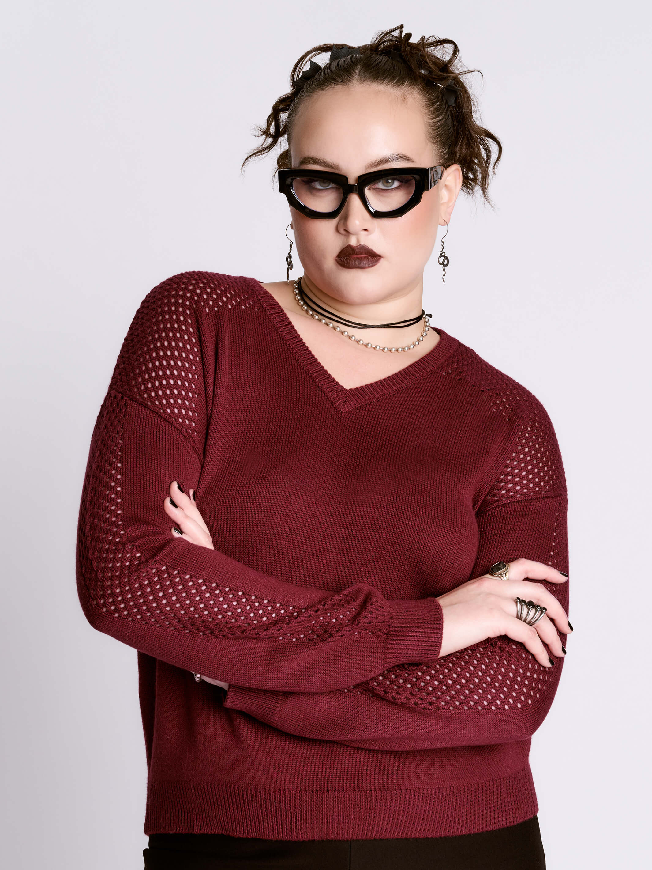 Oxblood Fishnet Sweater