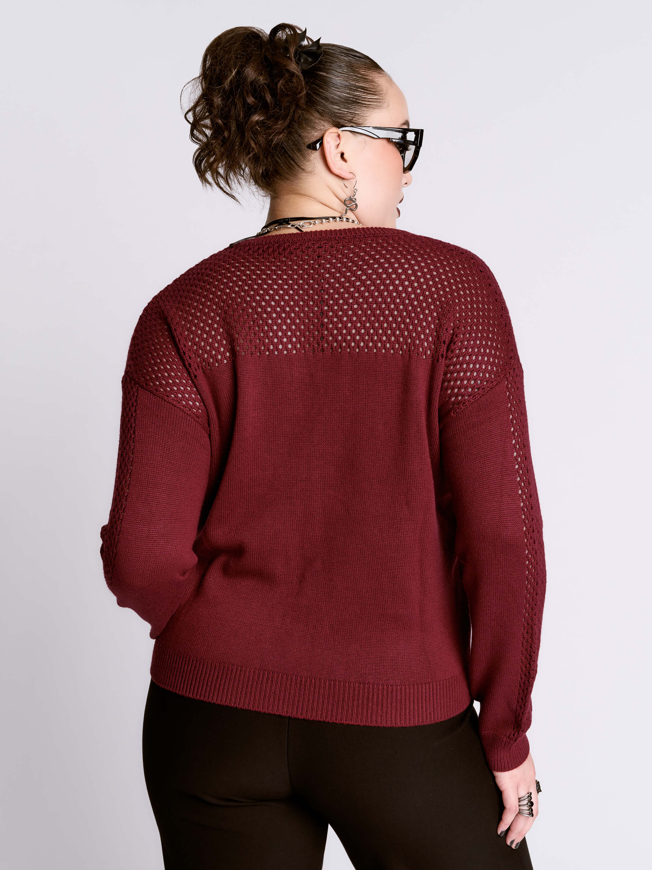 Oxblood Fishnet Sweater