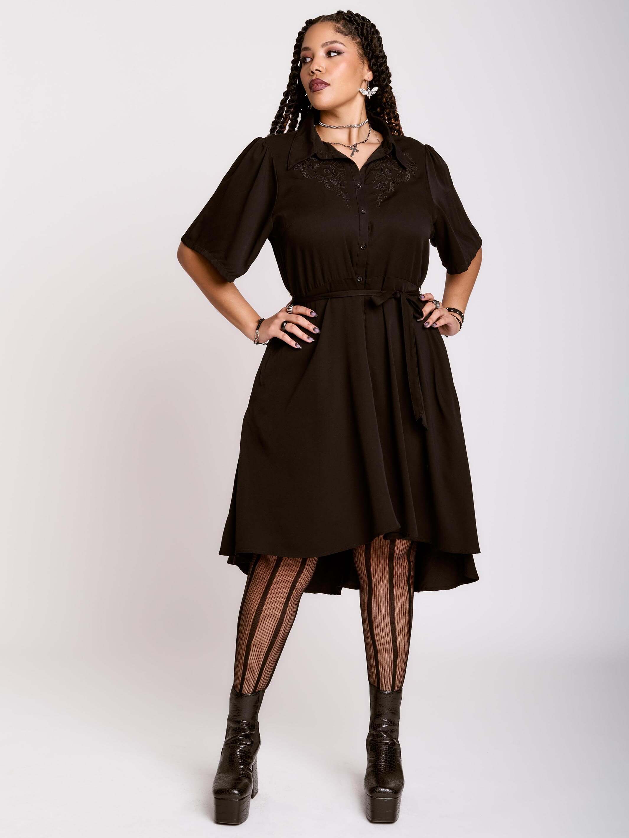 Embroidered Relics Short Sleeve Dress