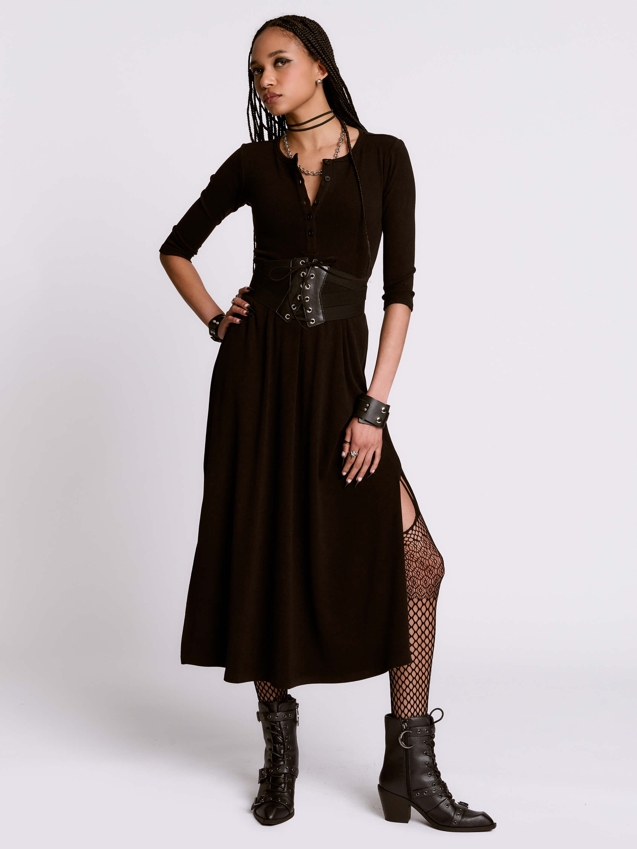 Black Henley sweater dress