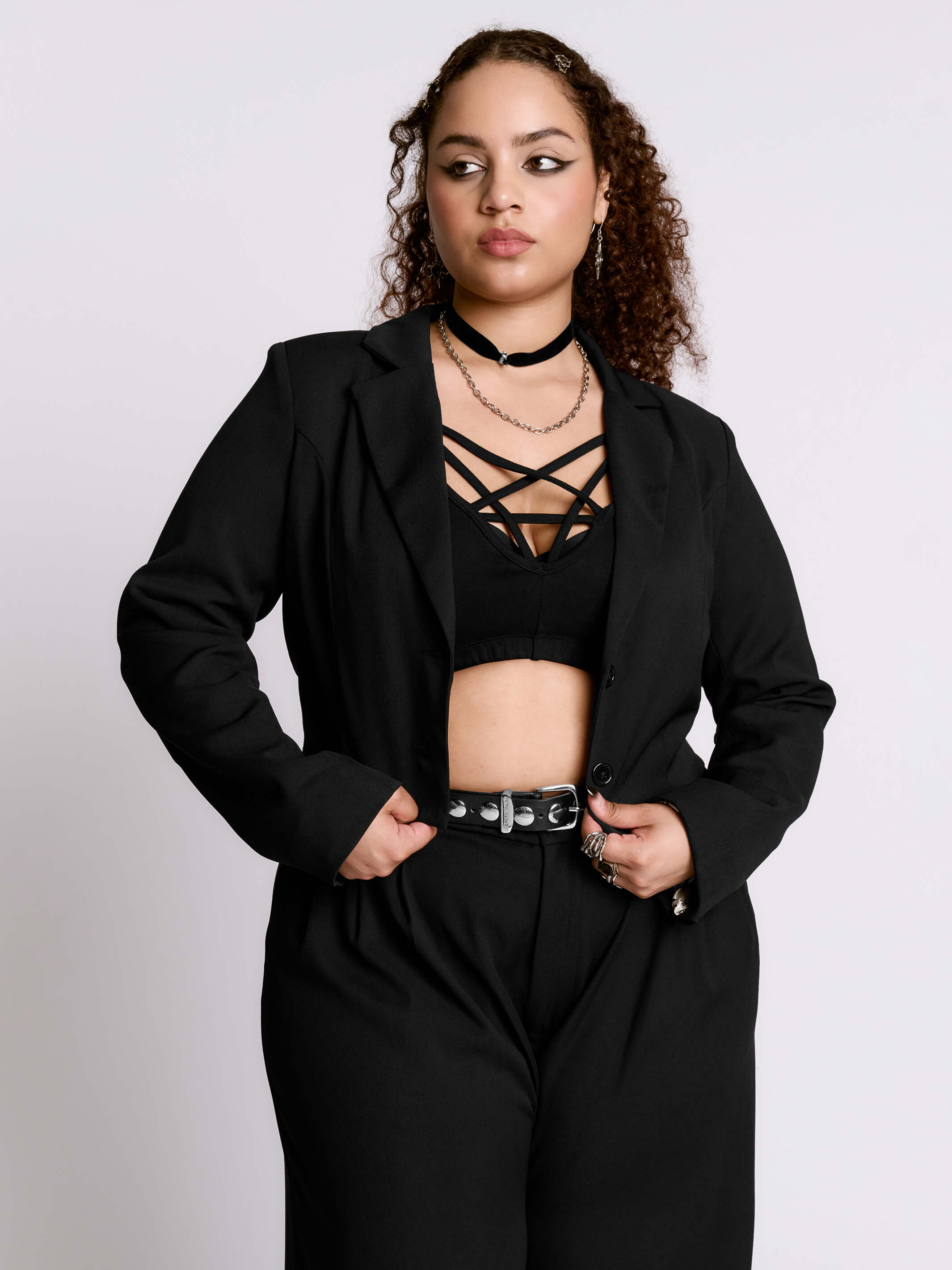 Lace Up Crop Blazer