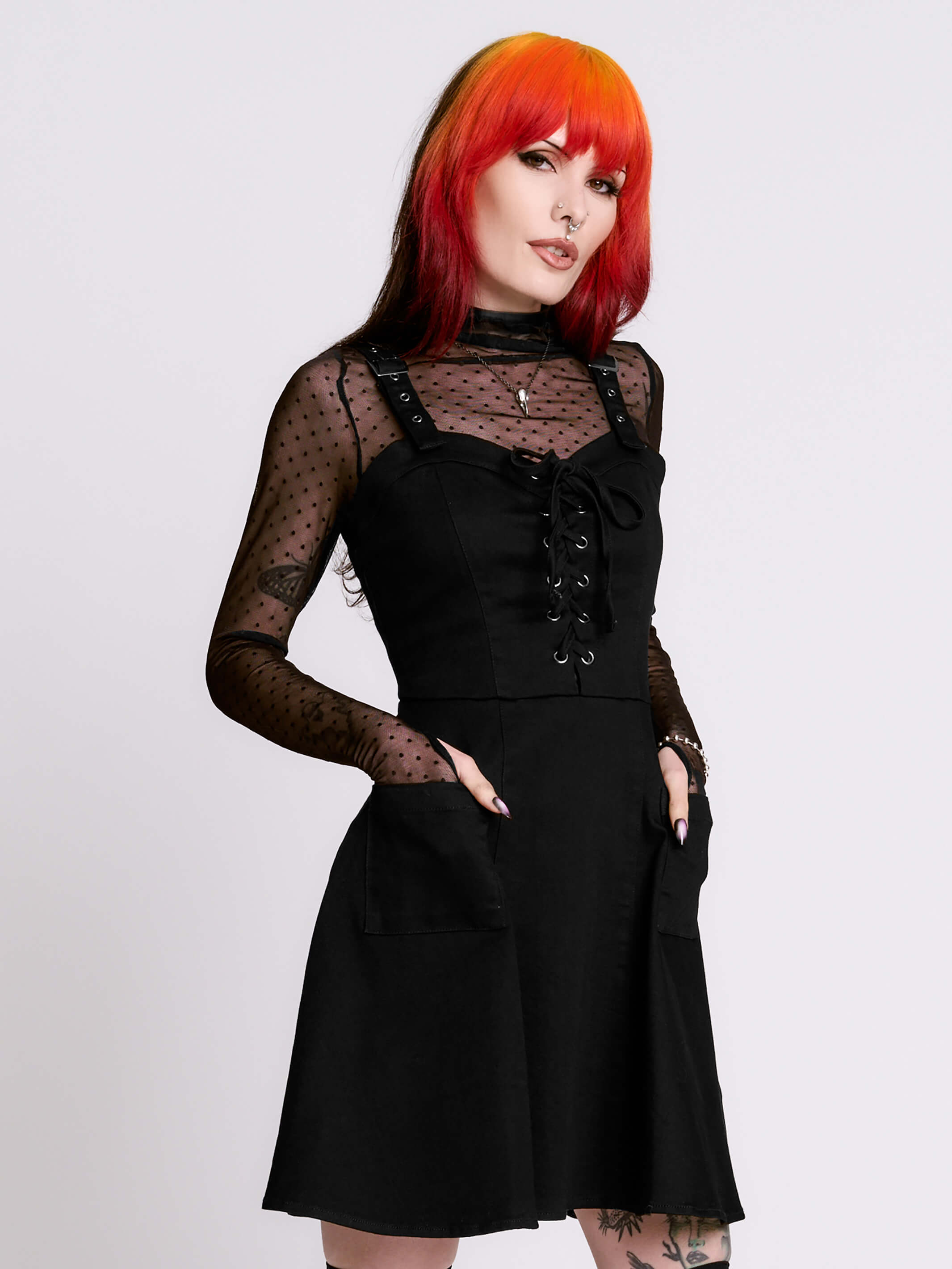 Lace Up Denim Dress