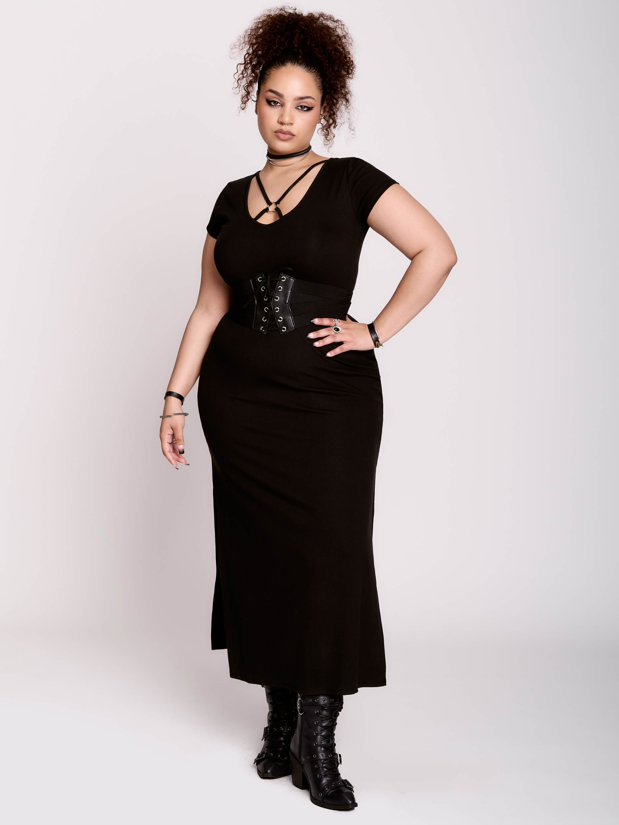 Rib O-Ring Maxi Dress