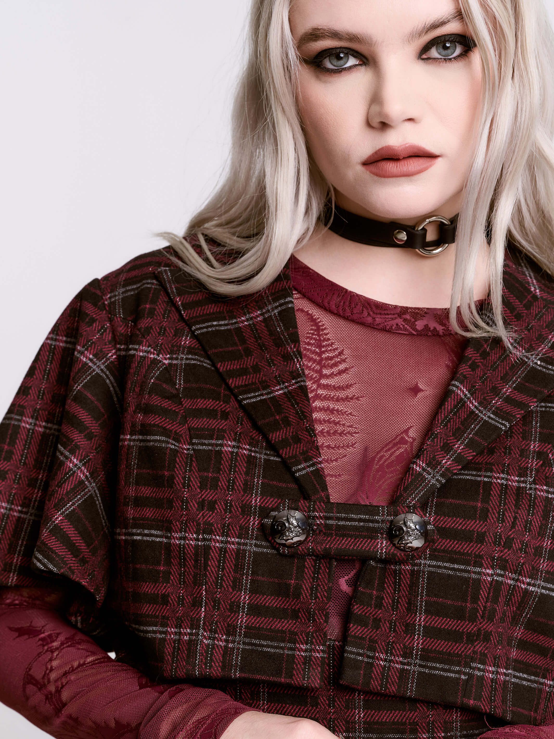 OXBLOOD PLAID CAPELET