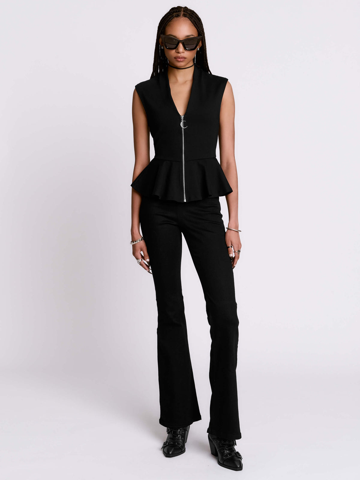 Zip Up Peplum Top