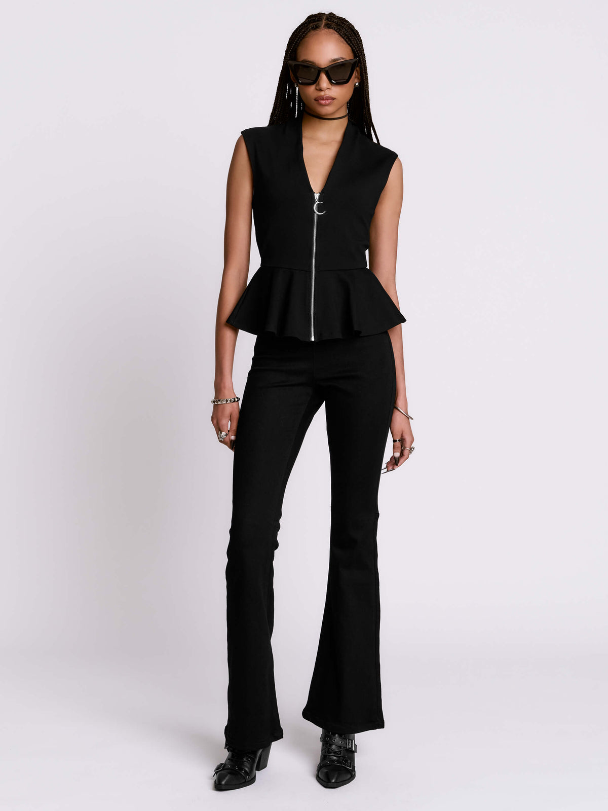 Zip Up Peplum Top