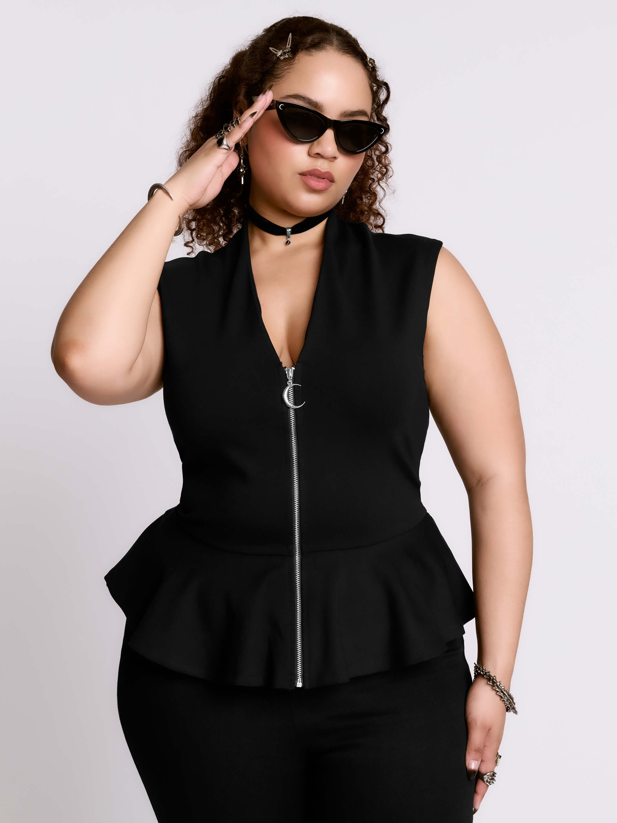 Zip Up Peplum Top