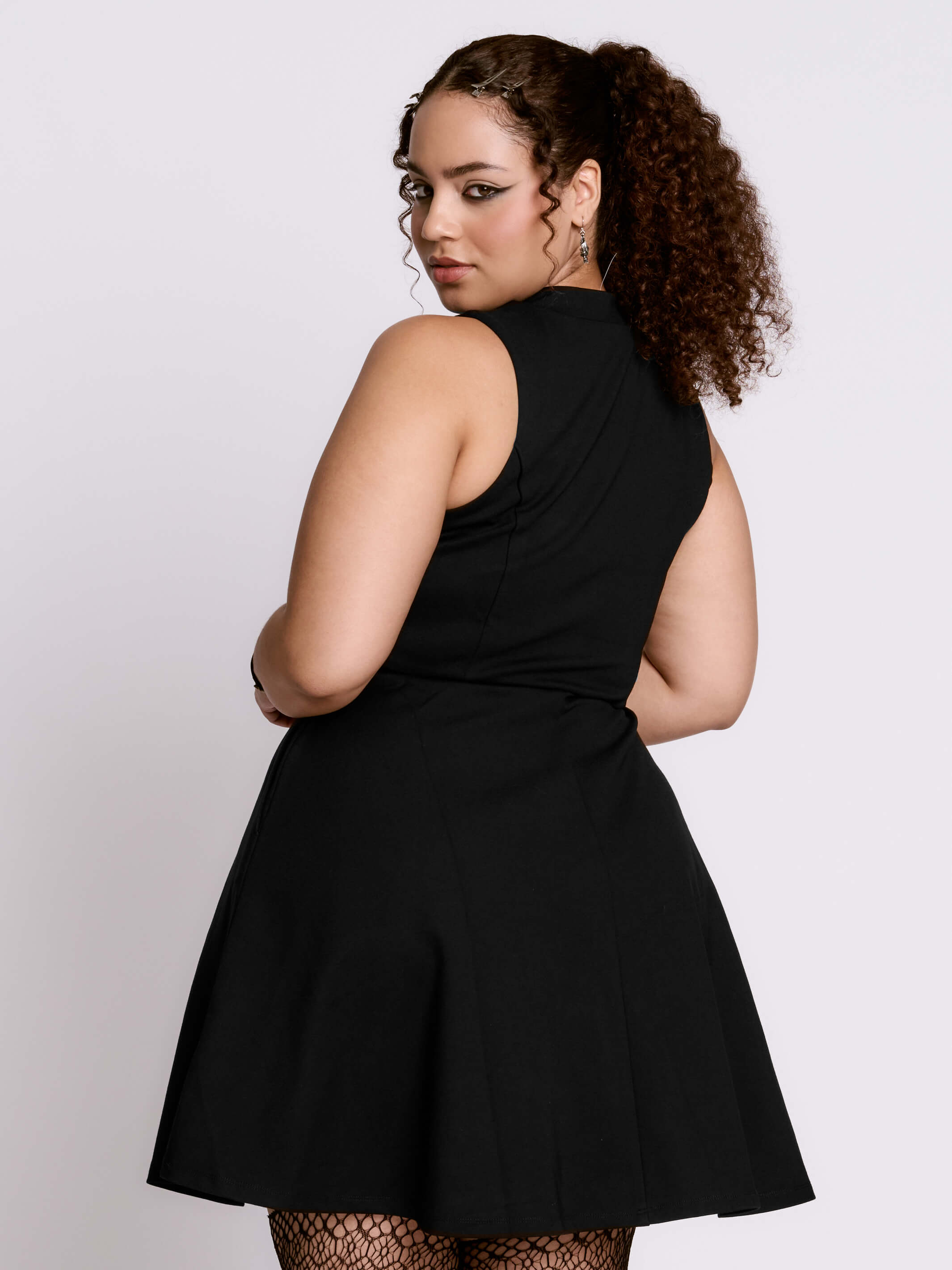 PONTE ZIP UP SKATER DRESS