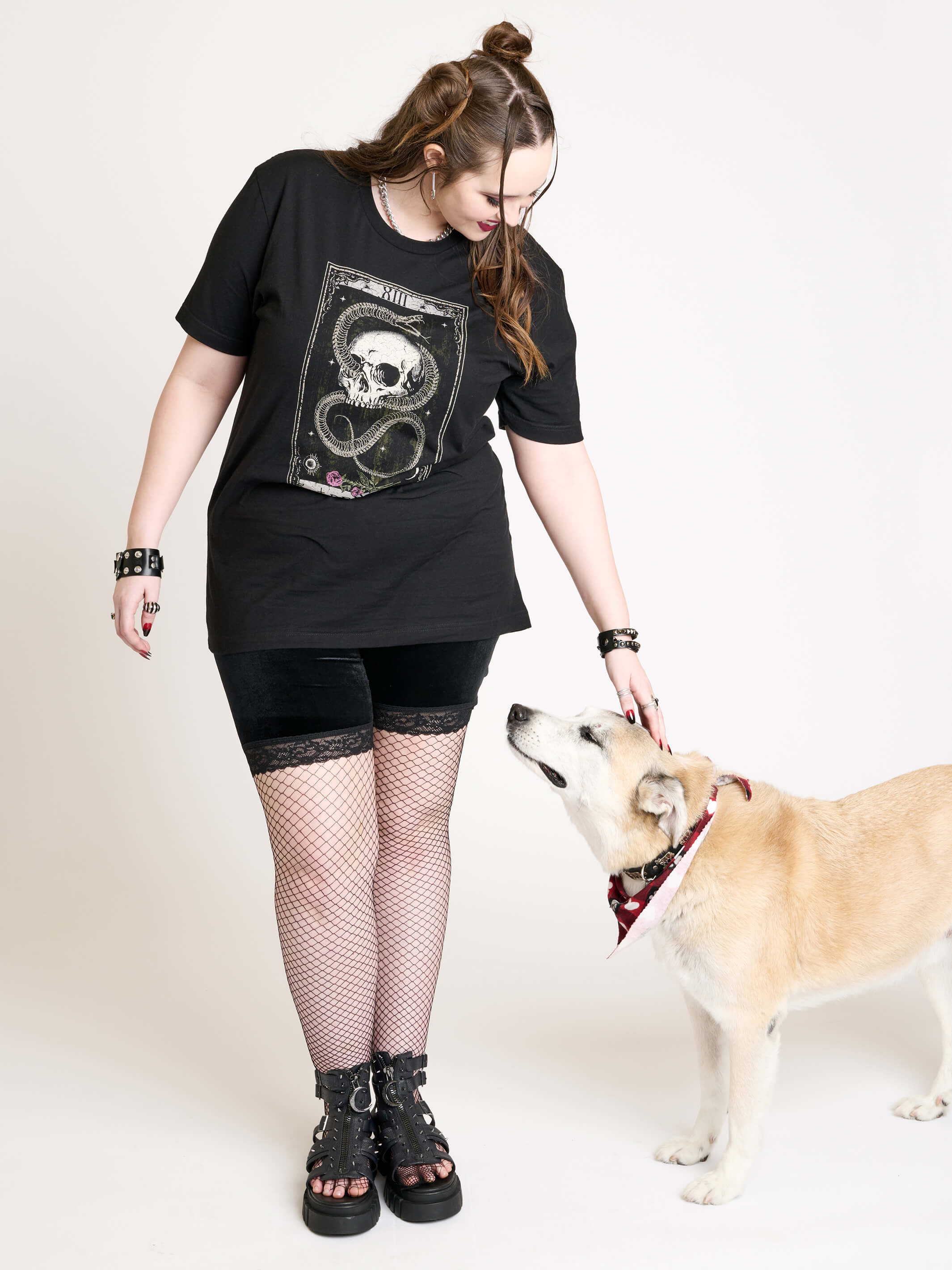SKELETON SNAKE AND SKULL TAROT T-SHIRT