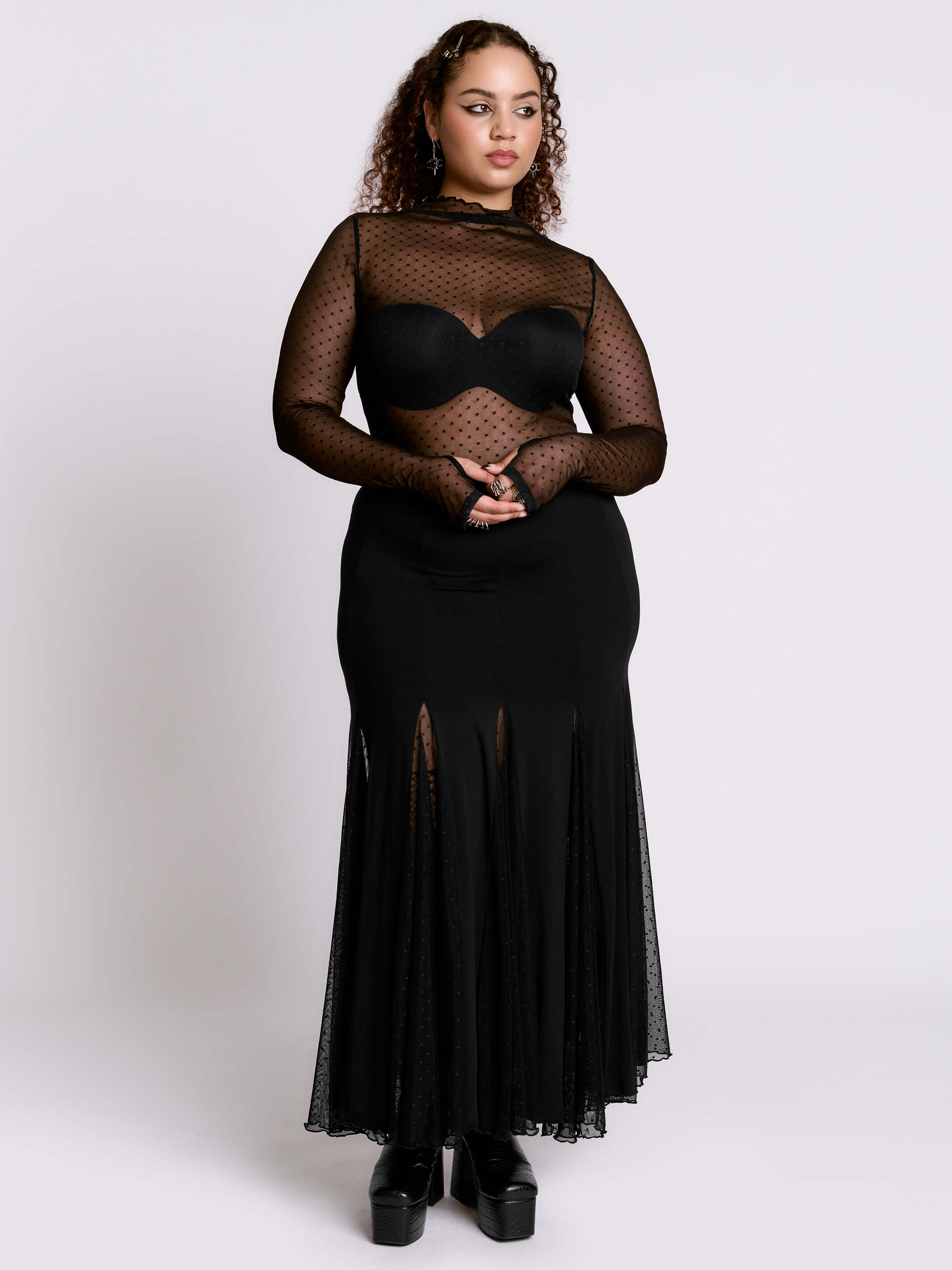 Swiss Dot Godet Skirt