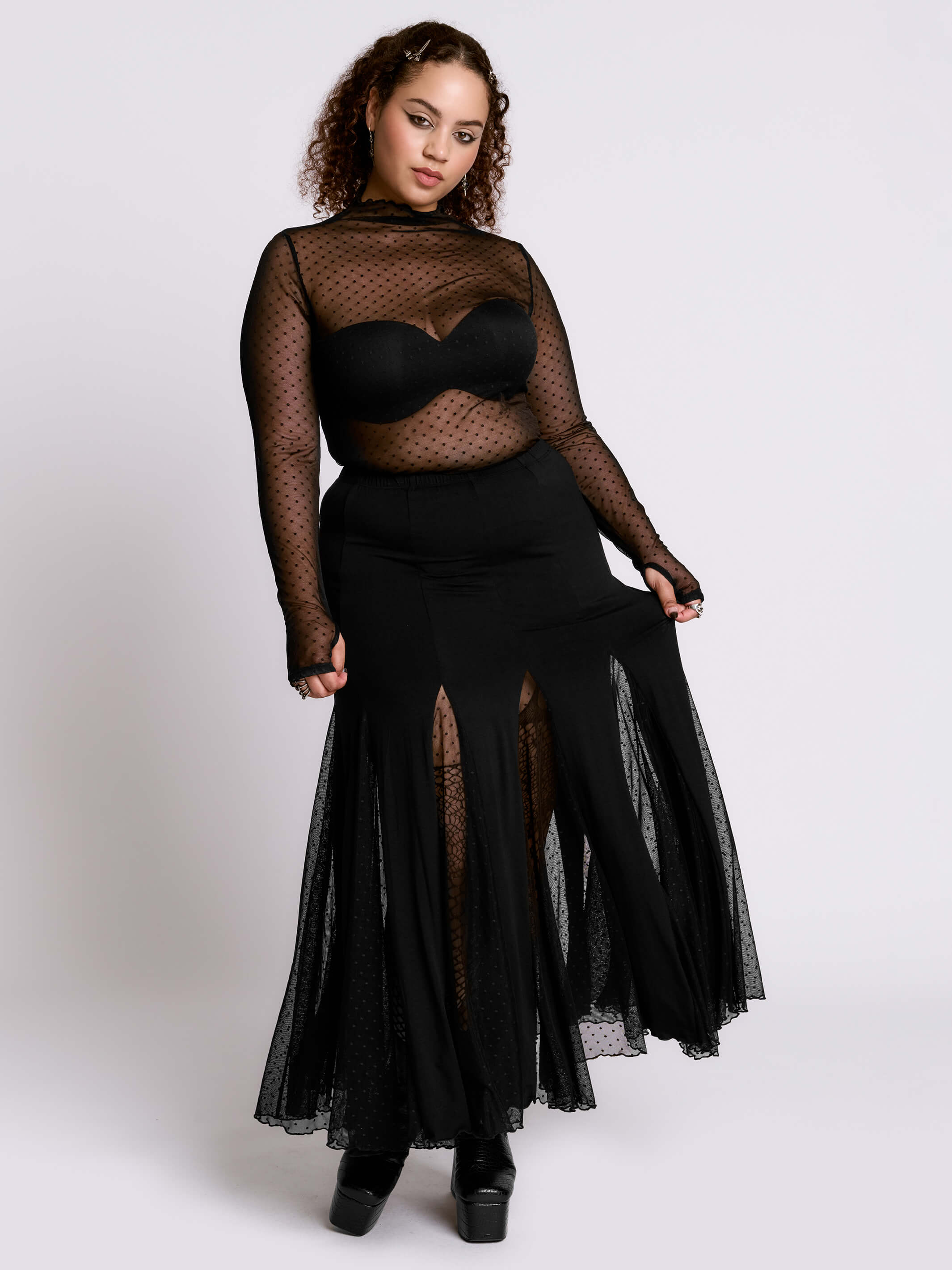 Swiss Dot Godet Skirt