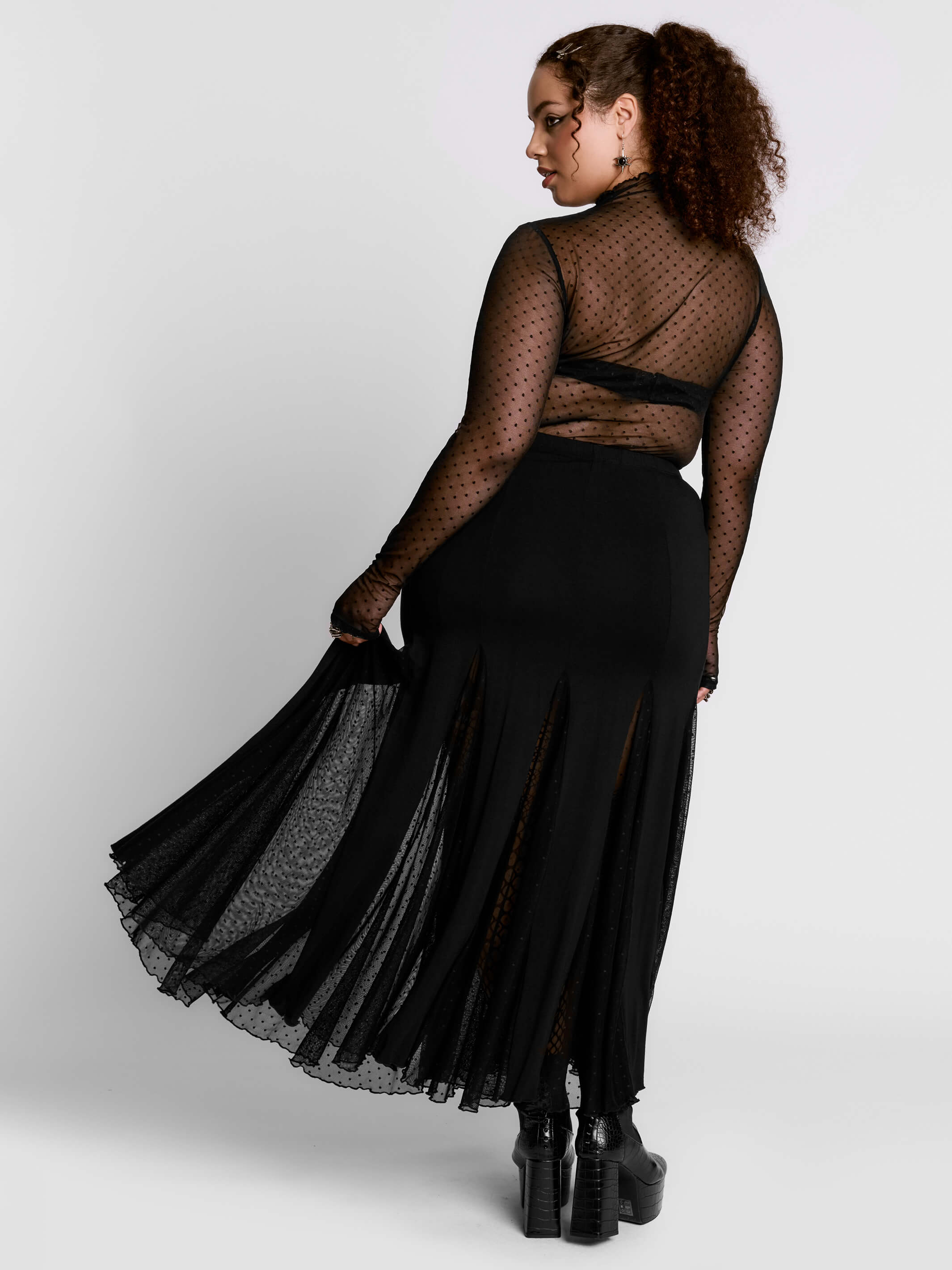 Swiss Dot Godet Skirt