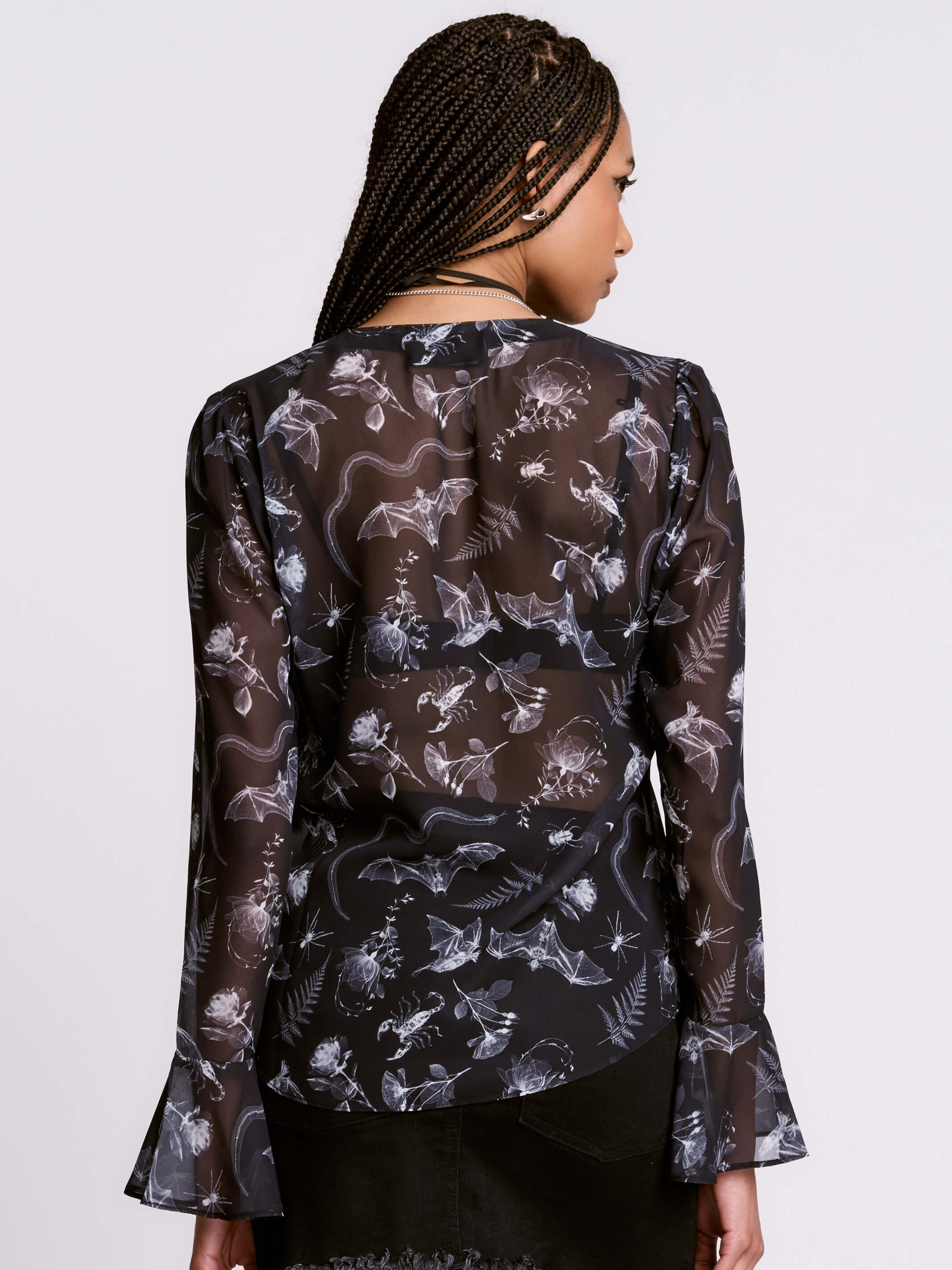 Xray Bat Lace Up Peasant Top