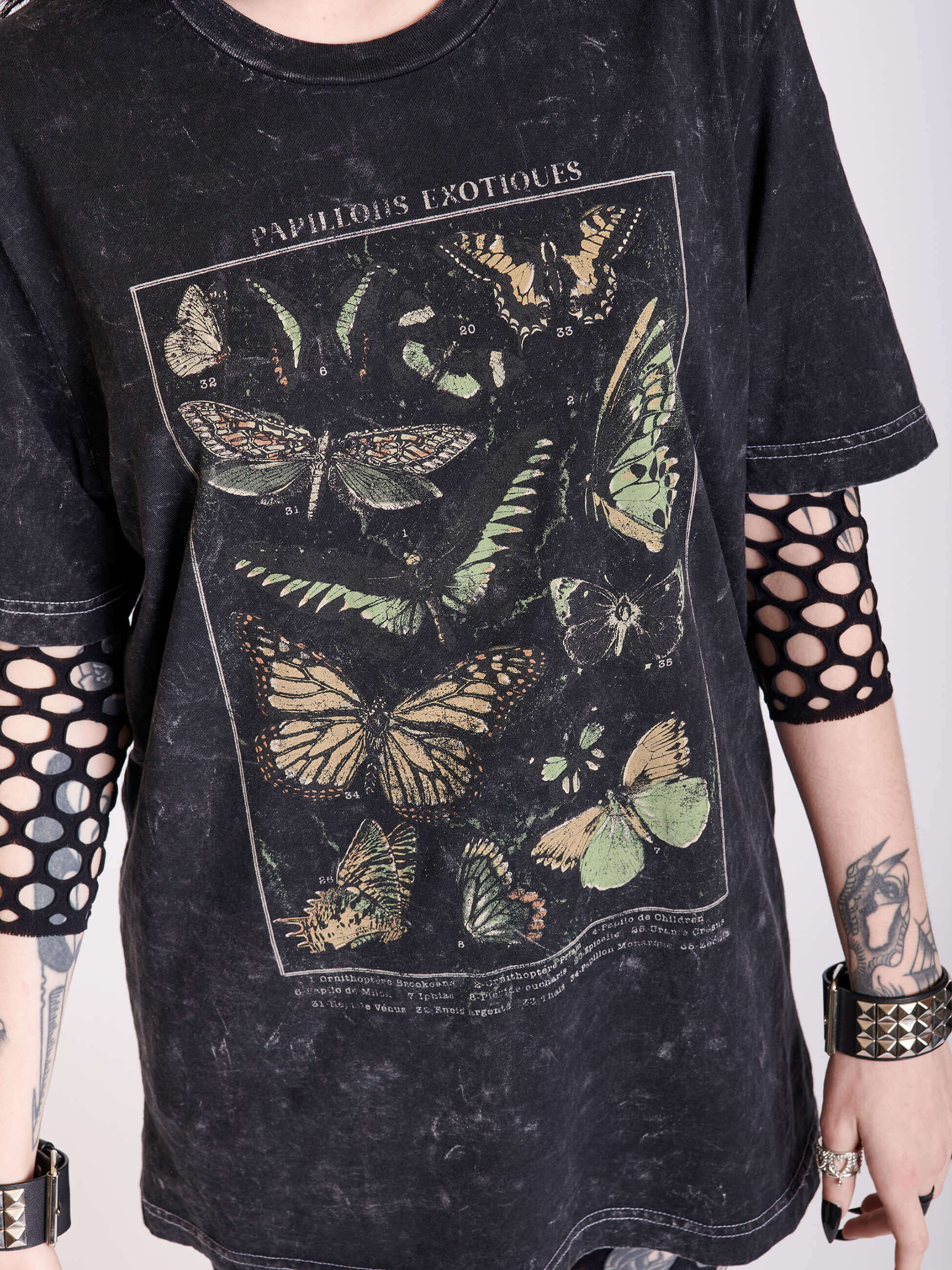 Mineral wash tee with butterfly art