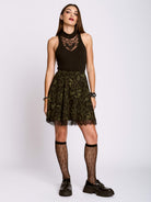 BAT EMBROIDERED MOCK NECK TANK