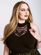 BAT EMBROIDERED MOCK NECK TANK