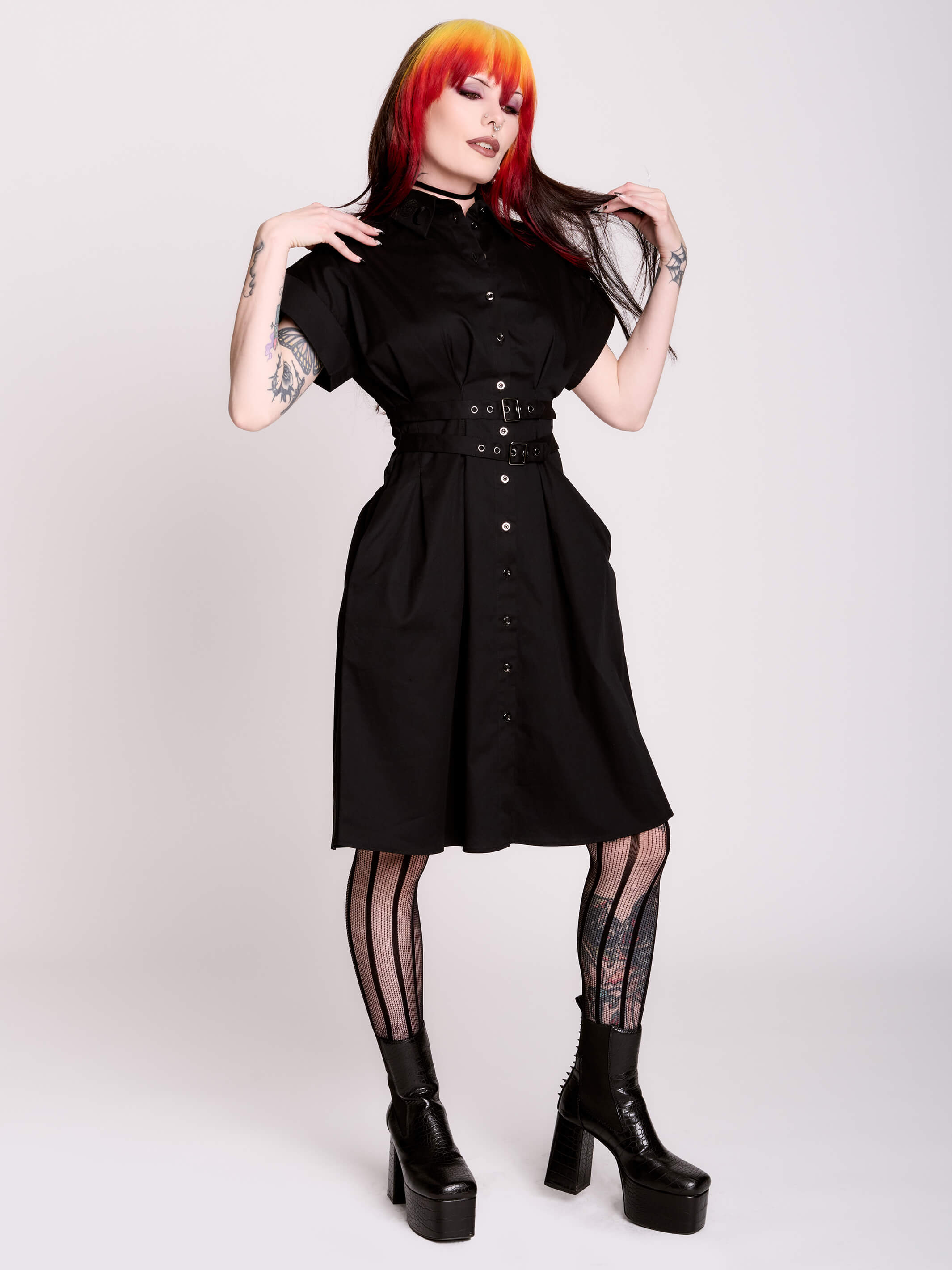 BUCKLE MIDI DRESS