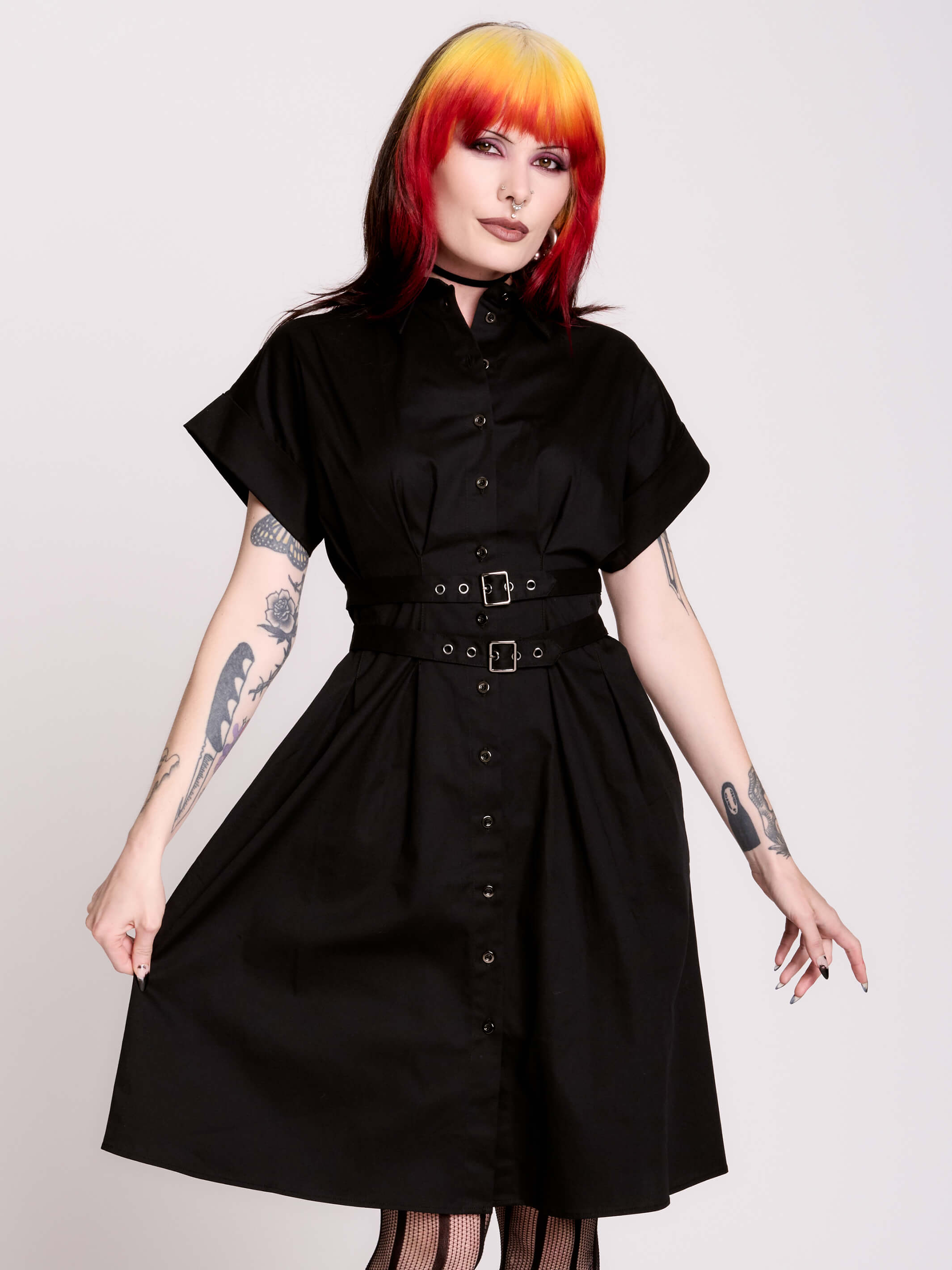 BUCKLE MIDI DRESS