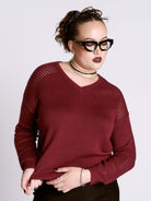 Oxblood Fishnet Sweater