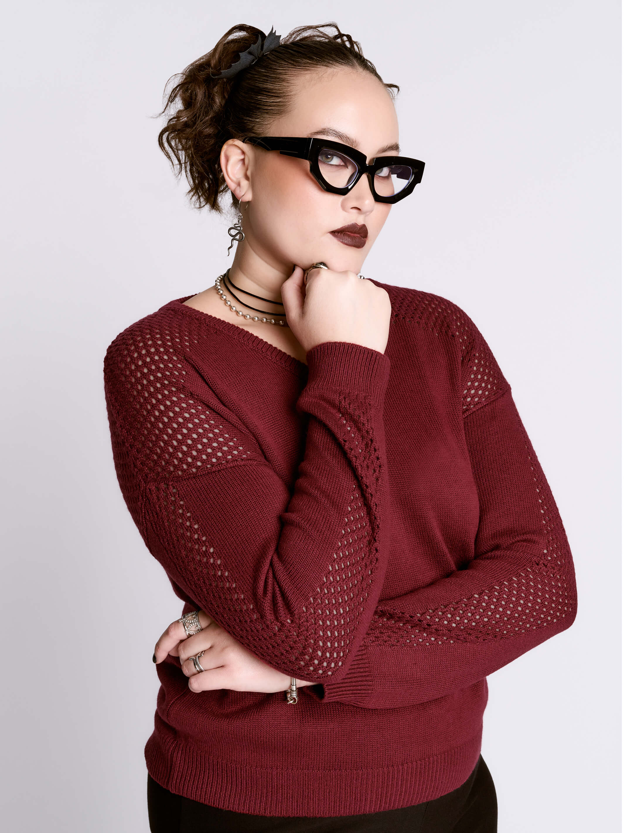 Oxblood Fishnet Sweater