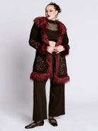 RED TRIM FUR COAT