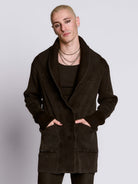 distressed rib cardigan