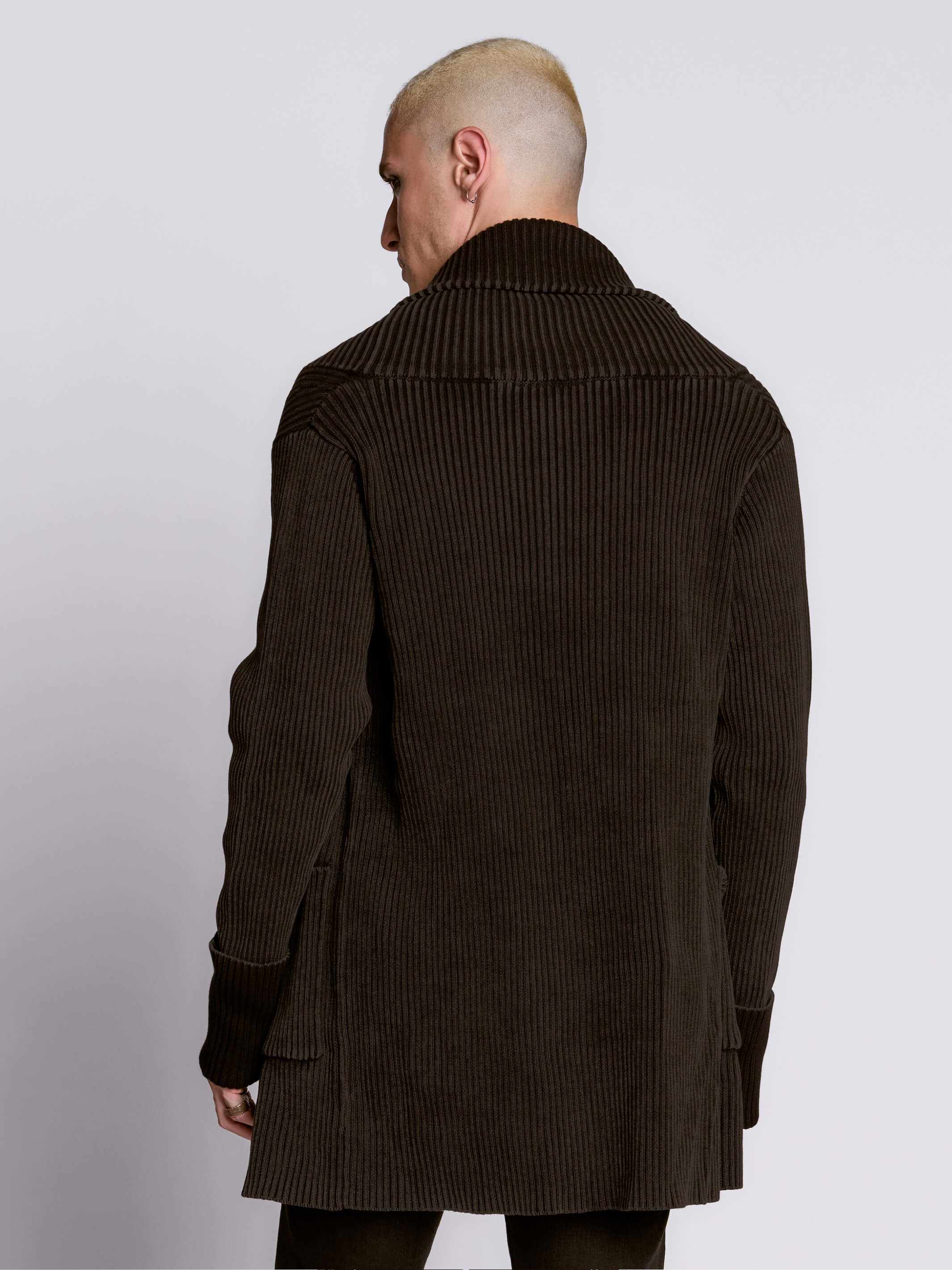 distressed rib cardigan