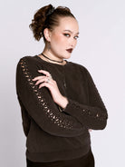 Distressed Braided Sweater