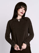 Distressed Braided Sweater