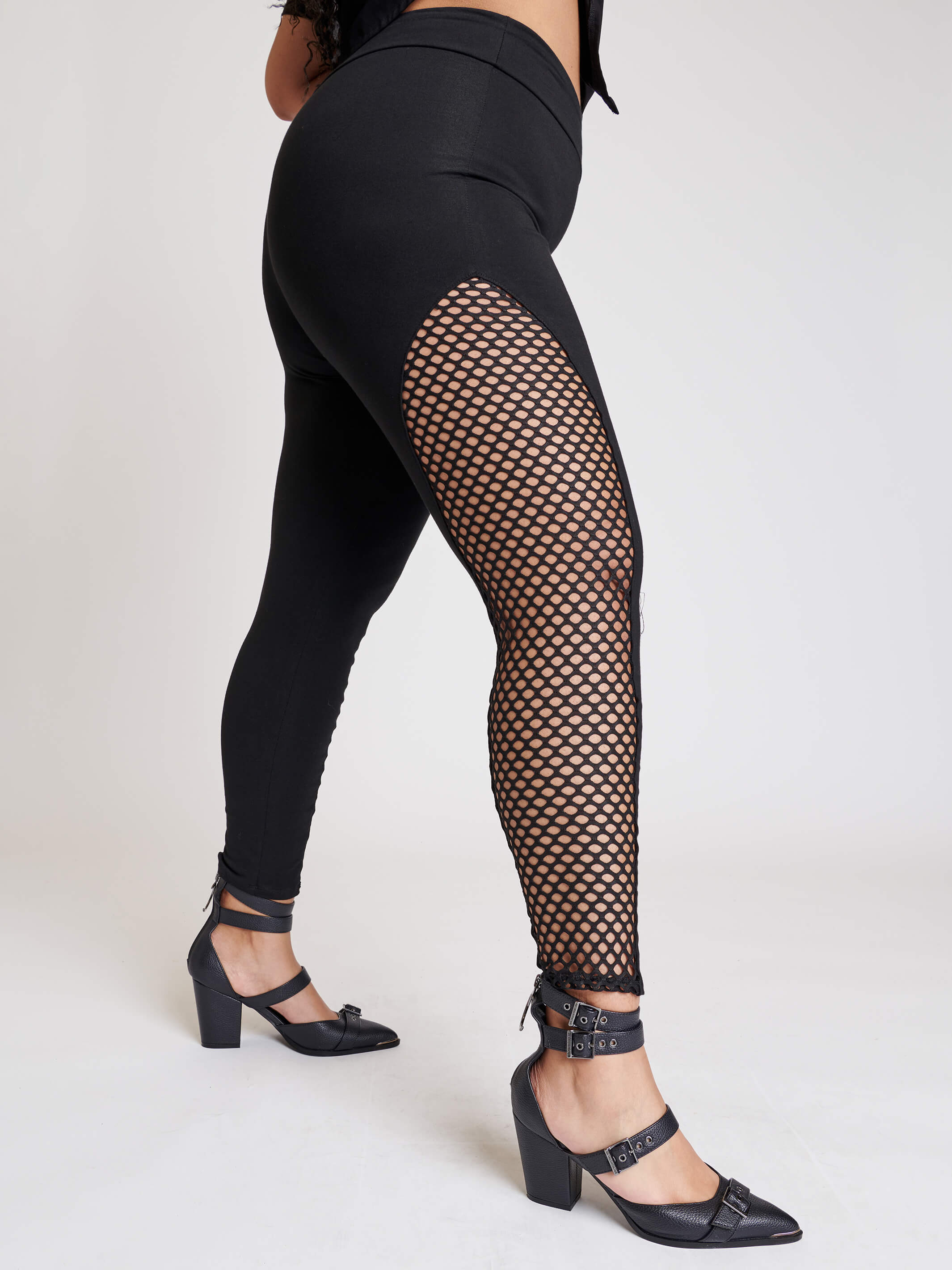 SIDE FISHNET INSET LEGGINGS