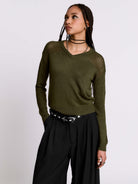 Army Green Fishnet Sweater