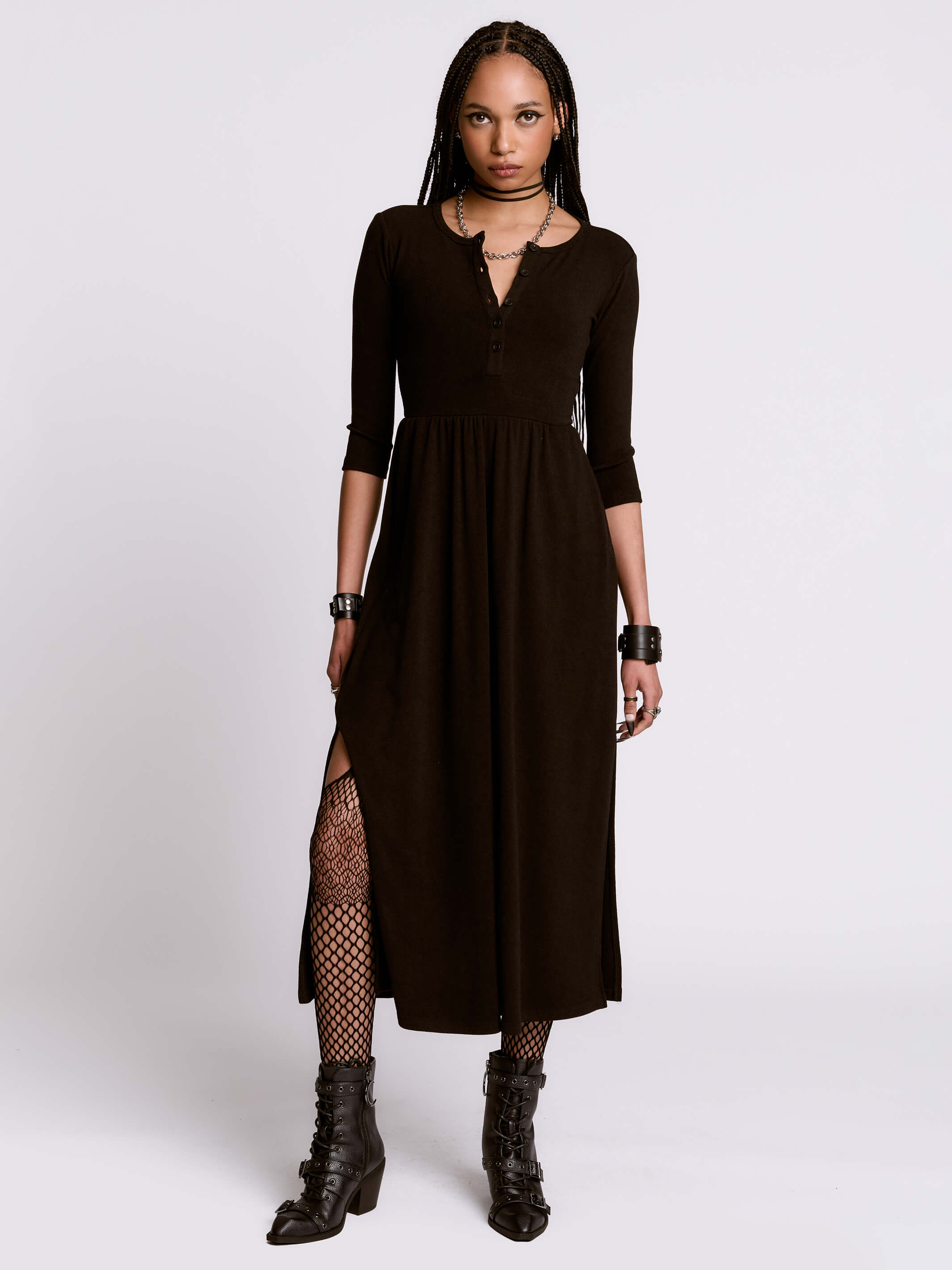 Black Henley sweater dress