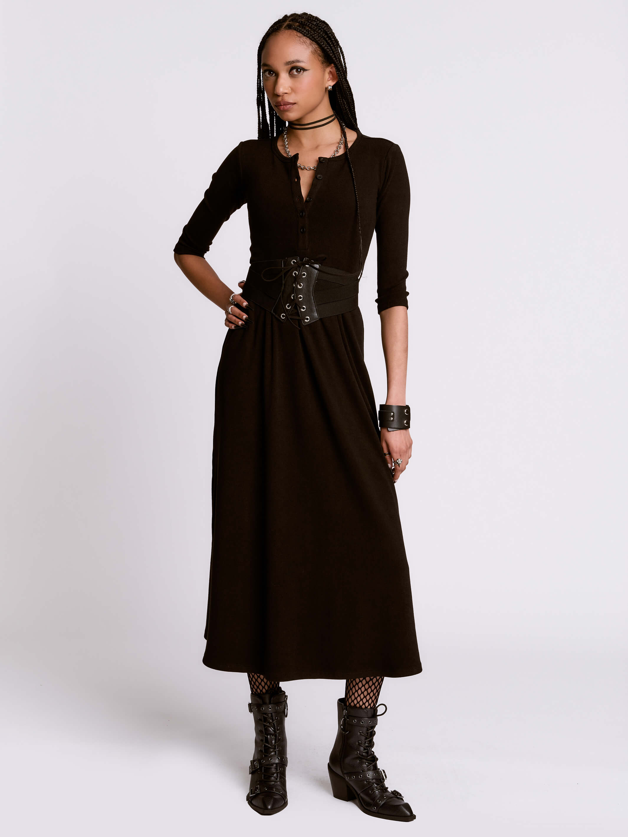 Black Henley sweater dress