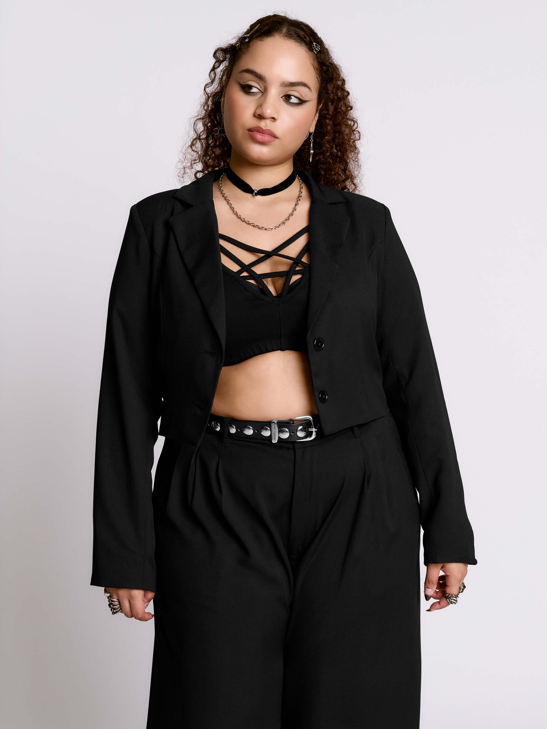 Lace Up Crop Blazer