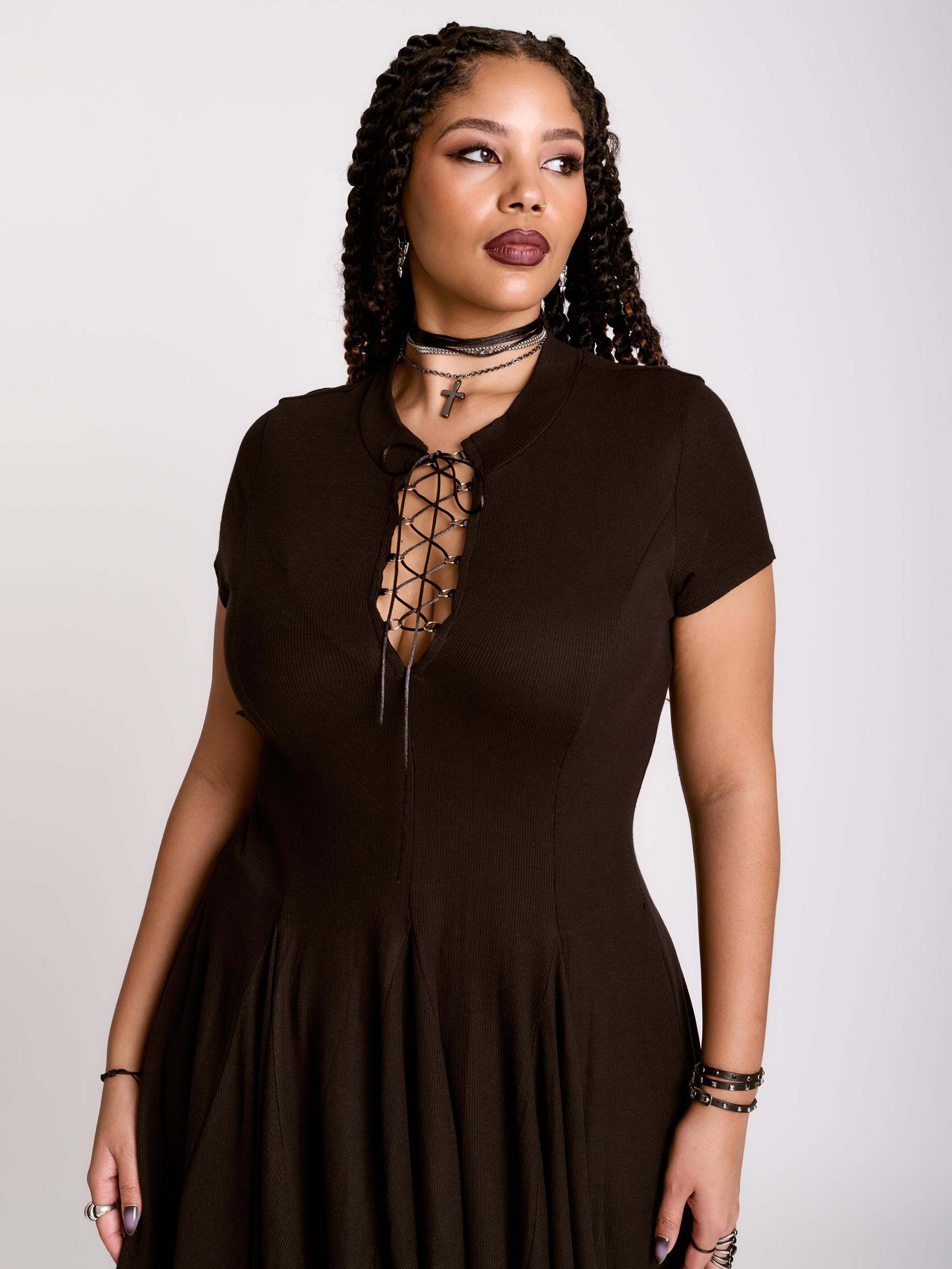 LACE UP SKATER DRESS