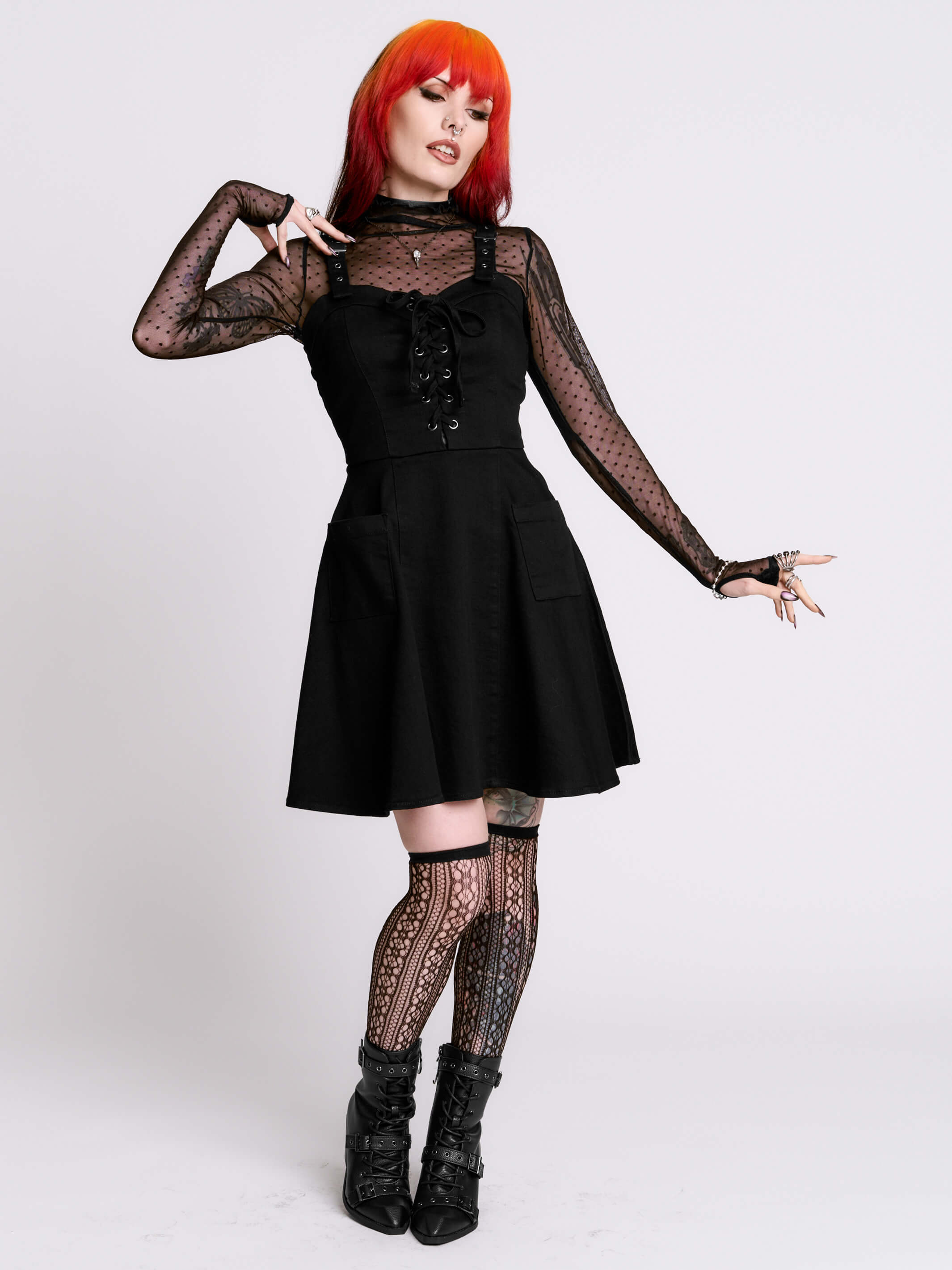 Lace Up Denim Dress