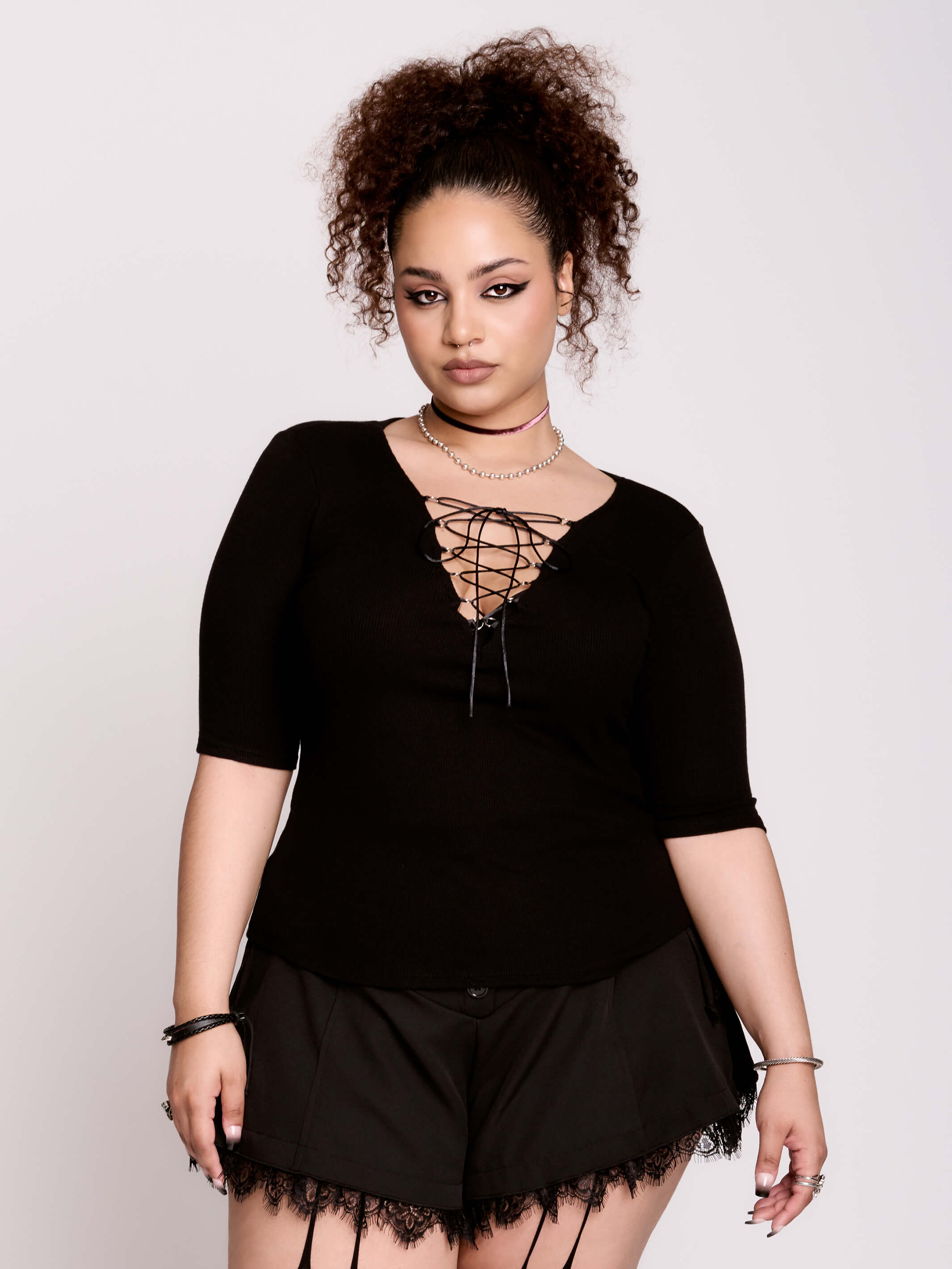 Lace Up Rib Top