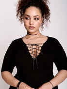 Lace Up Rib Top