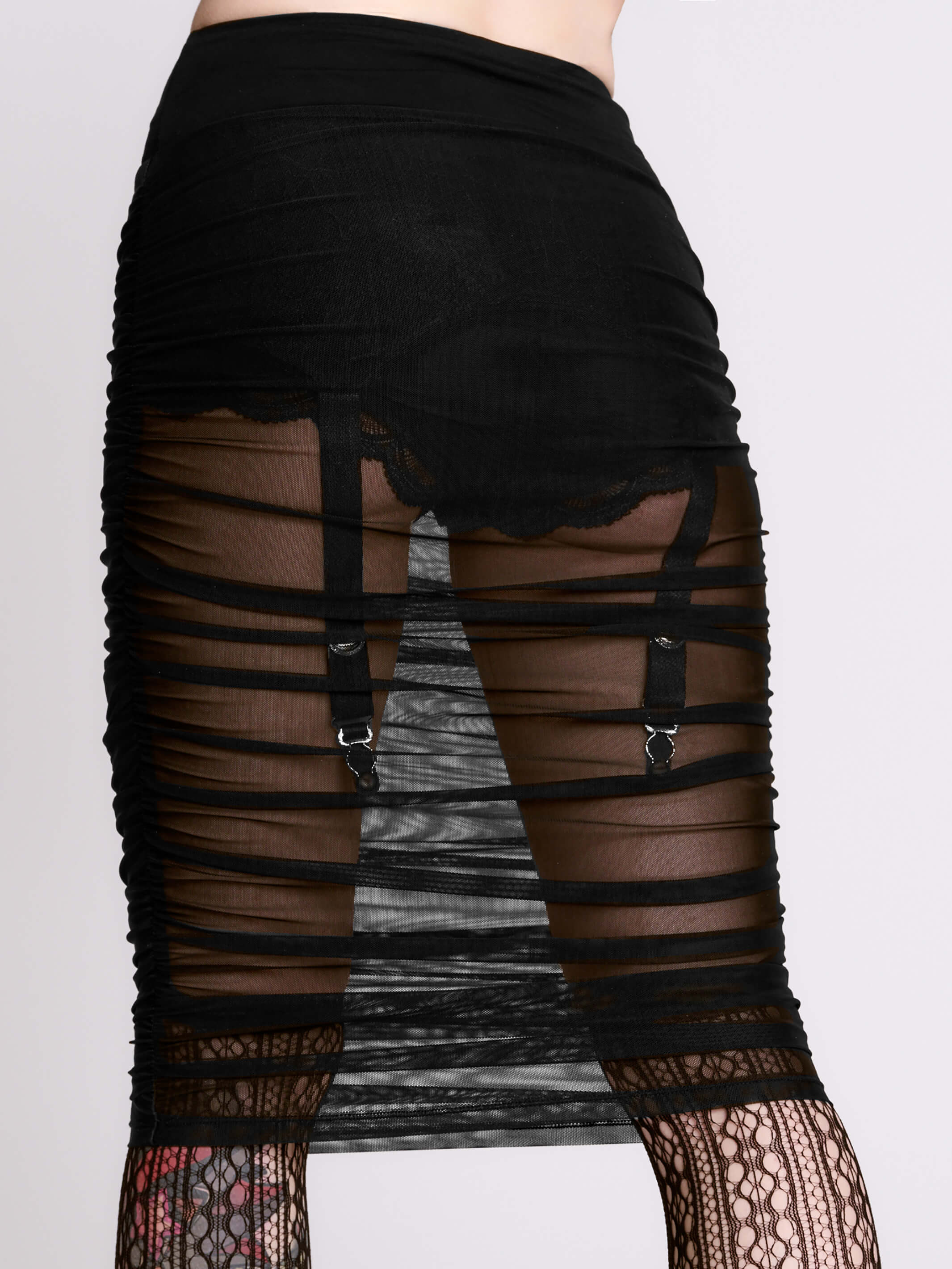 MORTISHA GARTER MESH SKIRT