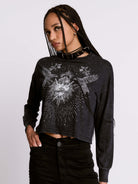 SACRED HEART CROPPED TOP MINERAL WASH