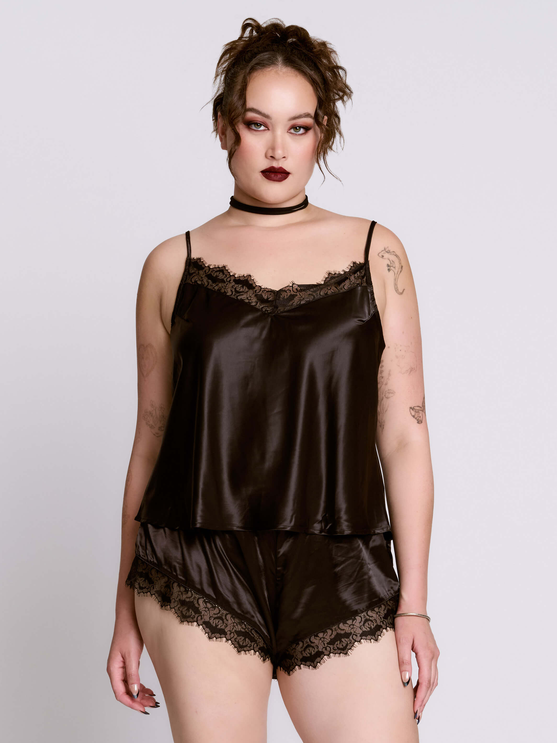 SATIN BAT LACE PJ SET
