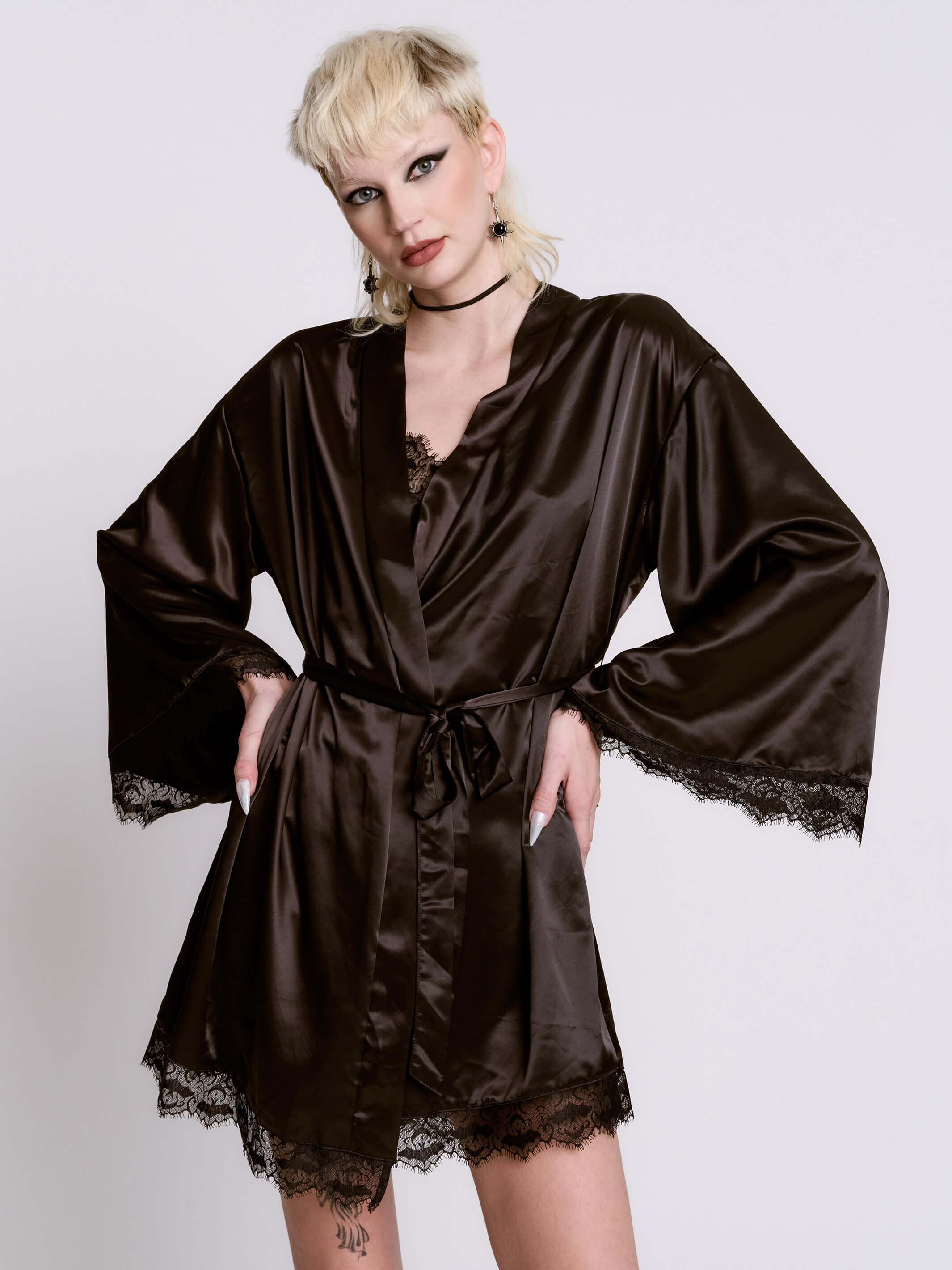 SATIN BAT LACE ROBE