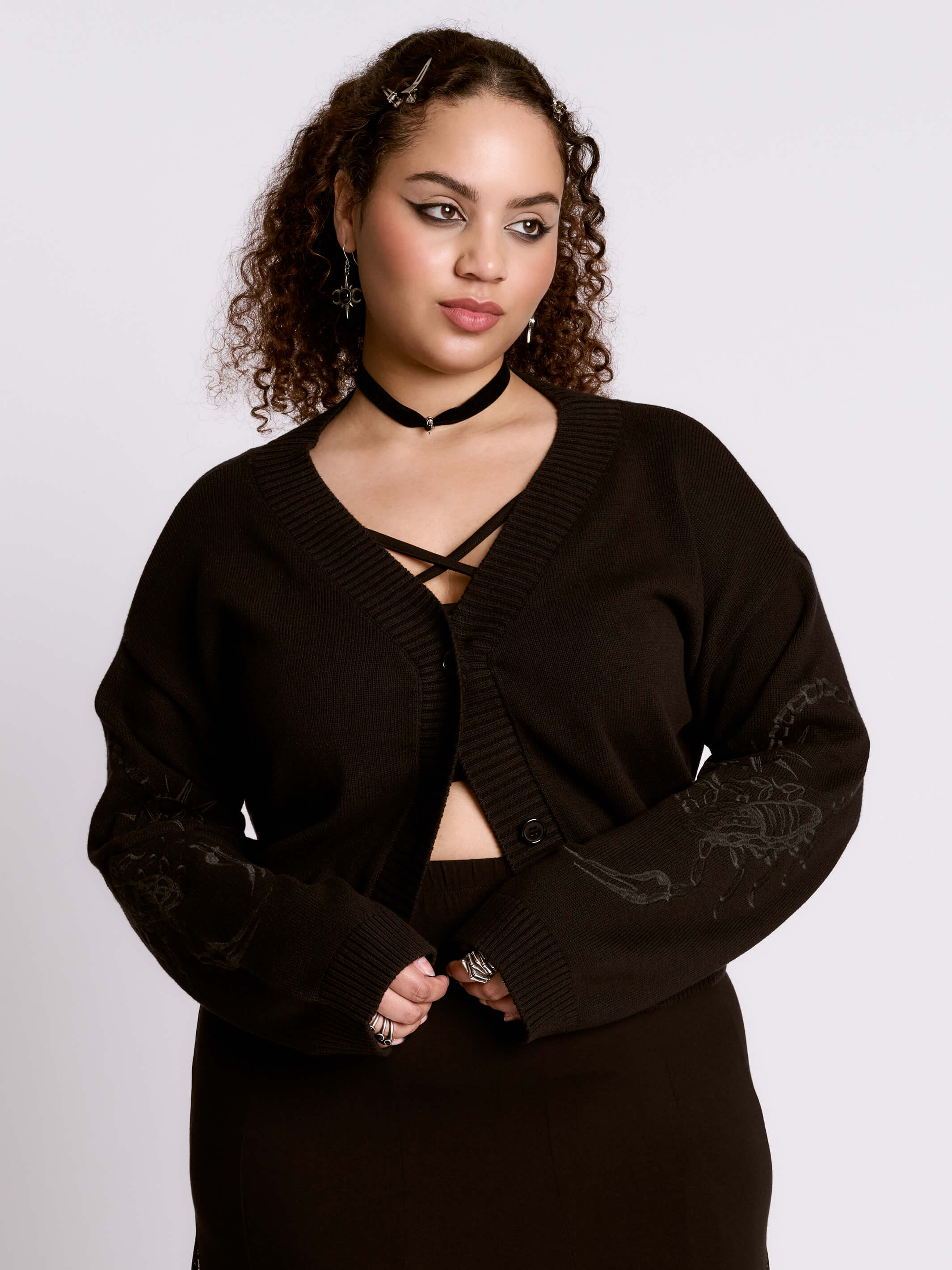 scorpion cropped cardigan
