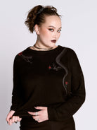 Embroidered Snake Rose Sweater