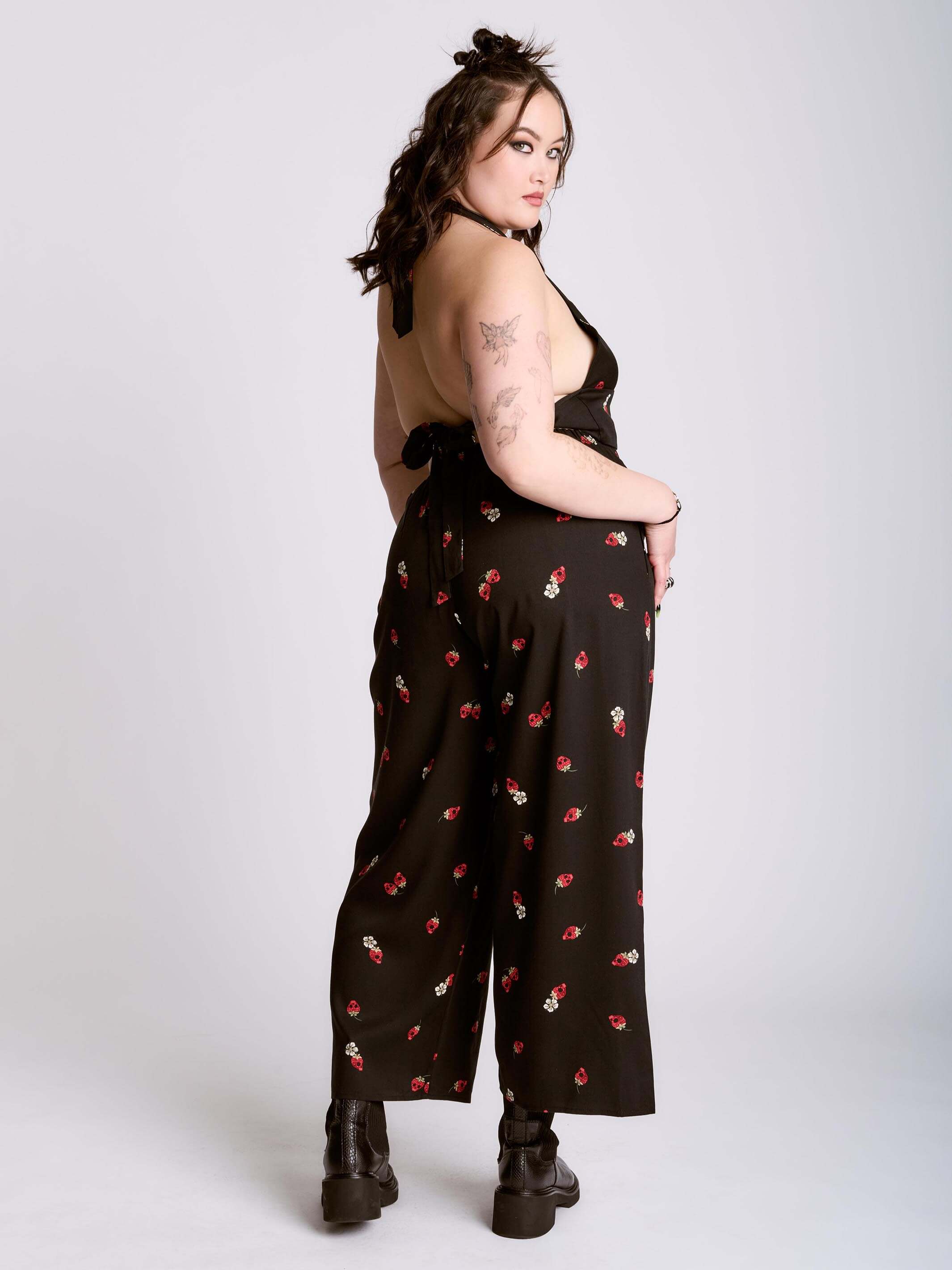 STRAWBERRY SKULL PALAZZO PANTS