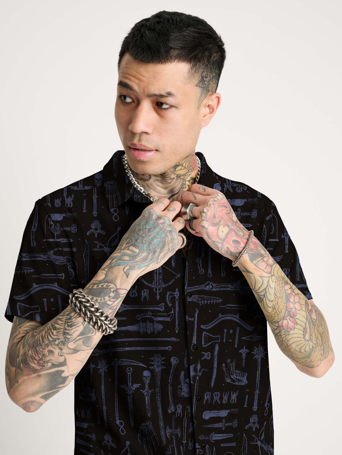medieval weapons print shirt