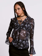Xray Bat Lace Up Peasant Top