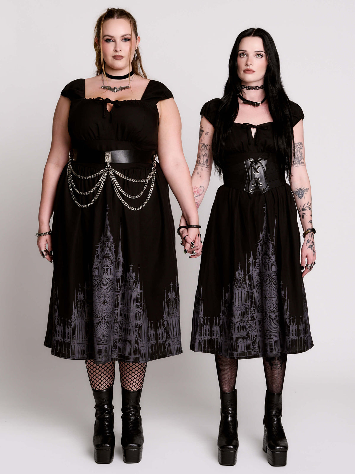 black gothic dresses with cathedral skyline